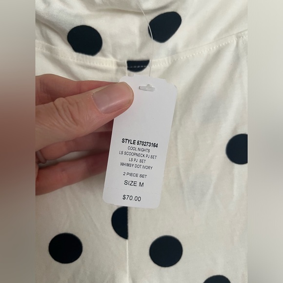 Soma Cool Nights Pajama PANTS ONLY polka dot white black size medium comfy - Picture 7 of 14